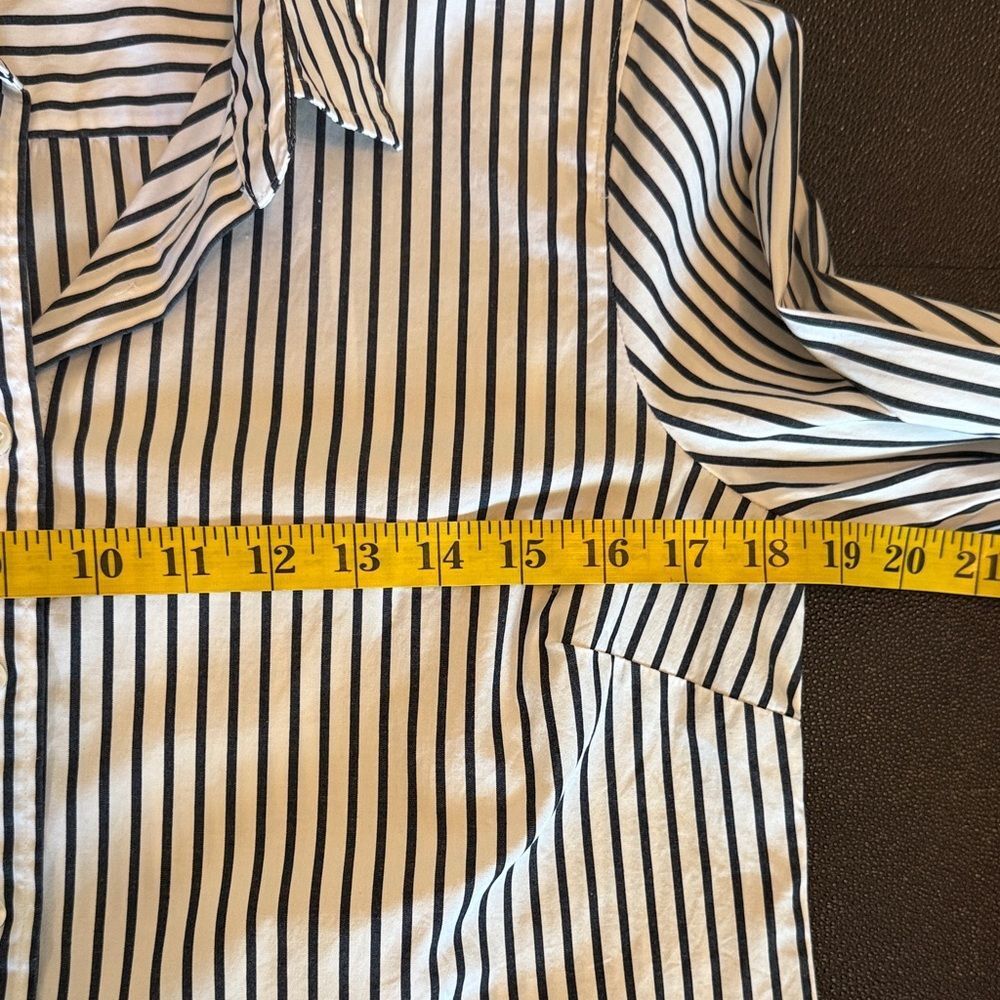 J. Crew Haberdashery Black and White Striped Button Down Shirt size Large - Picture 6 of 9